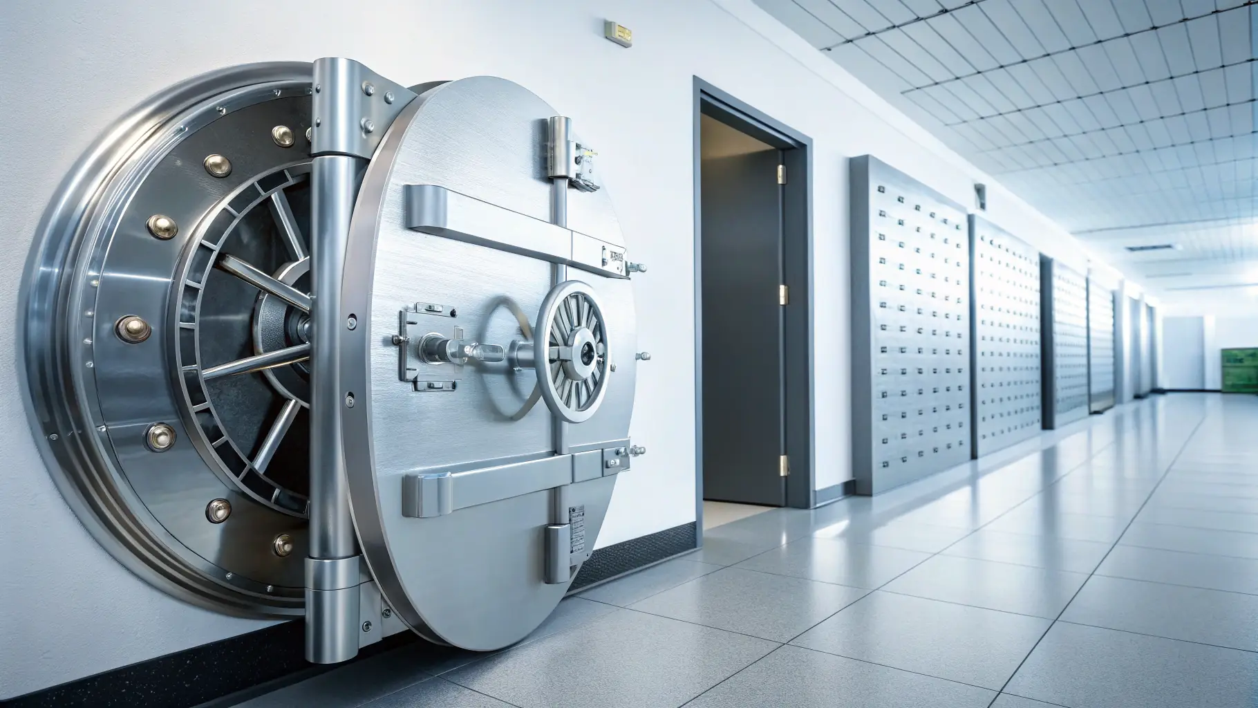 A secure digital vault with a glowing lock, symbolizing the protection of digital assets.